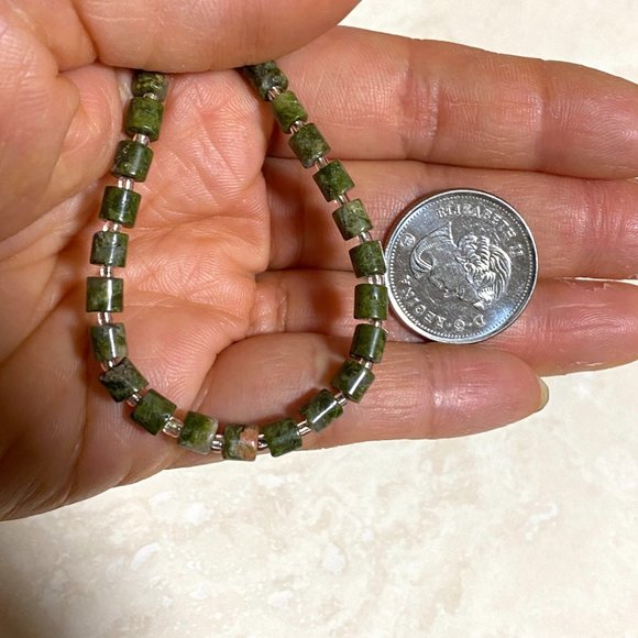 Unakite Stone Beaded Necklace, Genuine Gemstone Stackable Layering Necklace - Picture 7 of 7